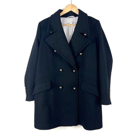 Nili Lotan X Target Wool Blend Double Breasted Pea Coat Black Women XL Academia - Picture 2 of 10